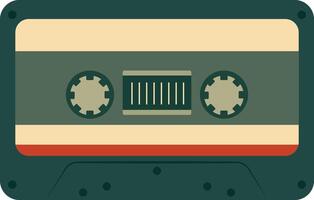 Retro Music Cassette with Record of 80s Disco. Magnetic Audio Tape. Illustration Isolated on White Background vector