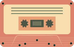 Retro Music Cassette with Record of 80s Disco. Magnetic Audio Tape. Illustration Isolated on White Background vector