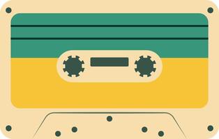 Retro Music Cassette with Record of 80s Disco. Magnetic Audio Tape. Illustration Isolated on White Background vector