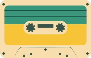 Retro Music Cassette with Record of 80s Disco. Magnetic Audio Tape. Illustration Isolated on White Background vector