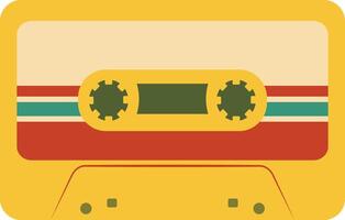Retro Music Cassette with Record of 80s Disco. Magnetic Audio Tape. Illustration Isolated on White Background vector