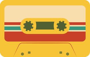 Retro Music Cassette with Record of 80s Disco. Magnetic Audio Tape. Illustration Isolated on White Background vector