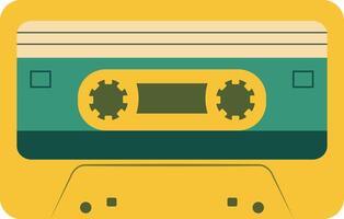 Retro Music Cassette with Record of 80s Disco. Magnetic Audio Tape. Illustration Isolated on White Background vector