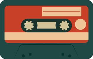 Retro Music Cassette with Record of 80s Disco. Magnetic Audio Tape. Illustration Isolated on White Background vector