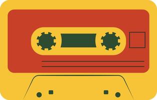 Retro Music Cassette with Record of 80s Disco. Magnetic Audio Tape. Illustration Isolated on White Background vector