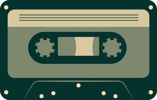 Retro Music Cassette with Record of 80s Disco. Magnetic Audio Tape. Illustration Isolated on White Background vector