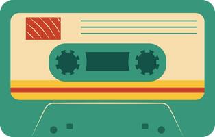 Retro Music Cassette with Record of 80s Disco. Magnetic Audio Tape. Illustration Isolated on White Background vector