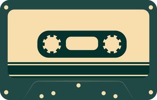 retro música casete con grabar de Años 80 disco. magnético audio cinta. ilustración aislado en blanco antecedentes vector