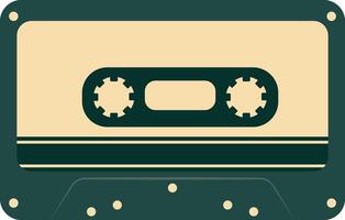 Retro Music Cassette with Record of 80s Disco. Magnetic Audio Tape. Illustration Isolated on White Background vector