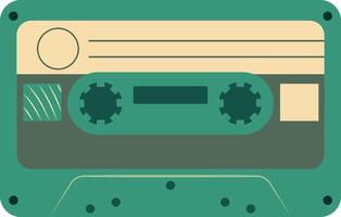 Retro Music Cassette with Record of 80s Disco. Magnetic Audio Tape. Illustration Isolated on White Background vector