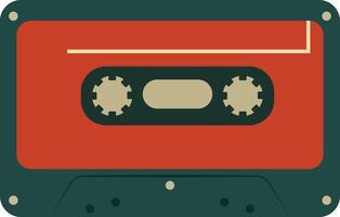 Retro Music Cassette with Record of 80s Disco. Magnetic Audio Tape. Illustration Isolated on White Background vector