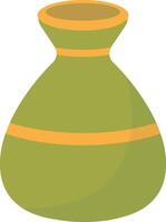 Ceramic Vase with Floral and Abstract Pattern. Flat Style Isolated on White Background vector