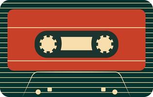 Retro Music Cassette with Record of 80s Disco. Magnetic Audio Tape. Illustration Isolated on White Background vector