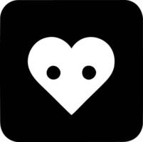 Minimalist Modern Black and White Square Heart Icon. vector