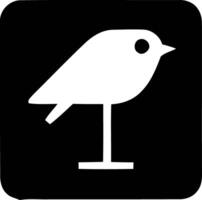 elegante minimalismo, un monocromo pájaro con untado alas y firma pararse. vector