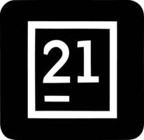 Minimalist Black and White Calendar Number 21 Design. vector