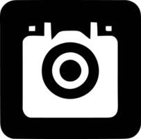 negro y blanco minimalista cámara icono - capturar esencia. vector
