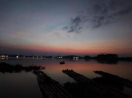 Beautiful view at Cengklik Reservoir at dawn photo
