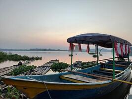 Beautiful view at Cengklik Reservoir at dawn photo