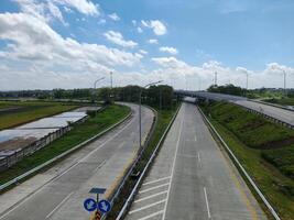 high angle view of the toll road with surrounding natural views in Boyolali, Indonesia photo