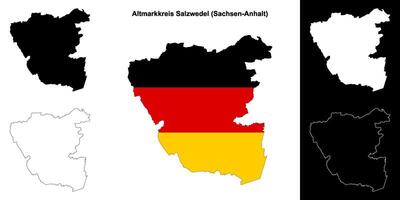Altmarkkreis Salzwedel, Sachsen-Anhalt blank outline map set vector