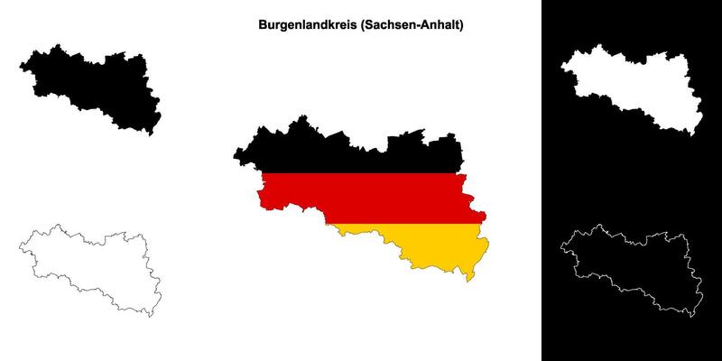 Burgenlandkreis, Sachsen-Anhalt blank outline map set