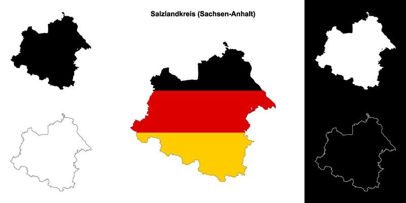 Salzlandkreis, Sachsen-Anhalt blank outline map set