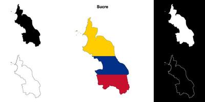 Sucre department outline map set vector