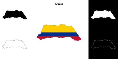 Arauca department outline map set vector