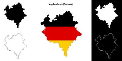 Vogtlandkreis, Sachsen blank outline map set vector