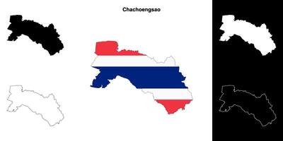 chachoengsao provincia contorno mapa conjunto vector