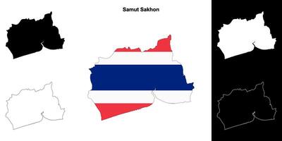 samut sakhon provincia contorno mapa conjunto vector