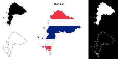 chon buri provincia contorno mapa conjunto vector