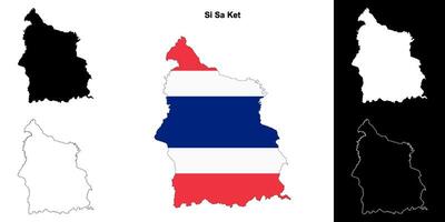 Si Sa Ket province outline map set vector