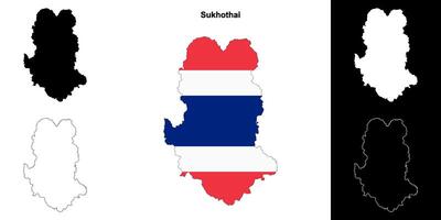 Sukhothai province outline map set vector