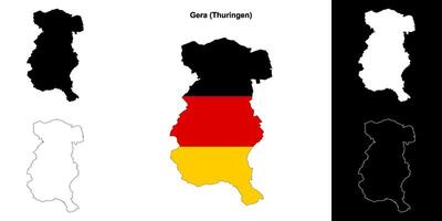 Gera, Thuringen blank outline map set vector