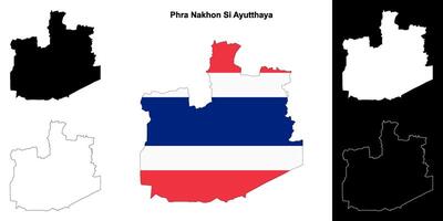 phra nakhon si ayutthaya provincia contorno mapa conjunto vector