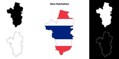 ubon ratchathani provincia contorno mapa conjunto vector