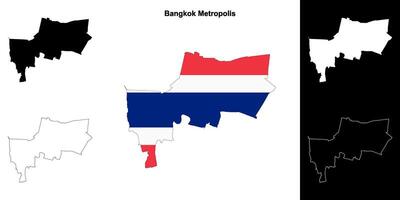 Bangkok metrópoli provincia contorno mapa conjunto vector
