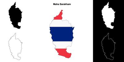 maha sarakham provincia contorno mapa conjunto vector