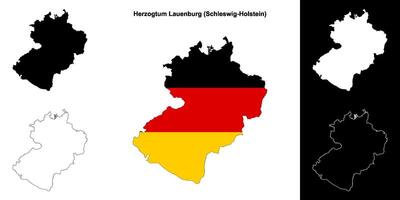 herzogtum lauenburgo, schleswig-holstein blanco contorno mapa conjunto vector