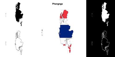 Phang Nga provincia contorno mapa conjunto vector