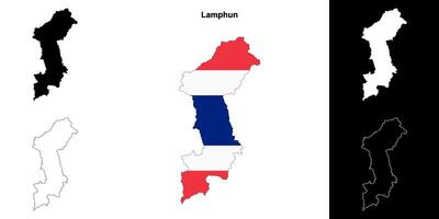 lamphun provincia contorno mapa conjunto vector