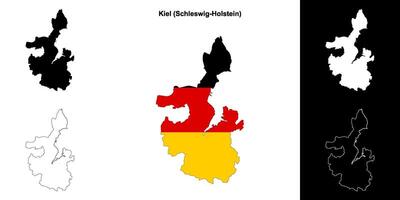 kiel, schleswig-holstein blanco contorno mapa conjunto vector