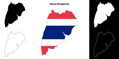 samut Songkhram provincia contorno mapa conjunto vector