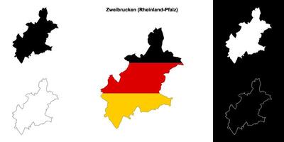 Zweibrucken, Rheinland-Pfalz blank outline map set vector