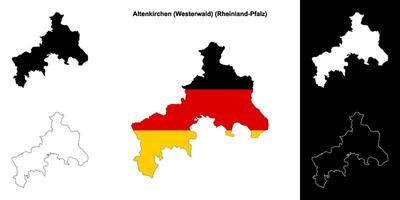 altenkirchen, Westwald, Renania-Palatinado blanco contorno mapa conjunto vector