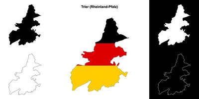 Trier, Rheinland-Pfalz blank outline map set vector