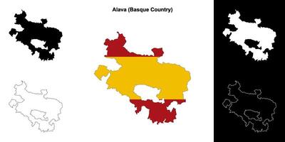 Alava province outline map set vector