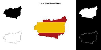 Leon province outline map set vector
